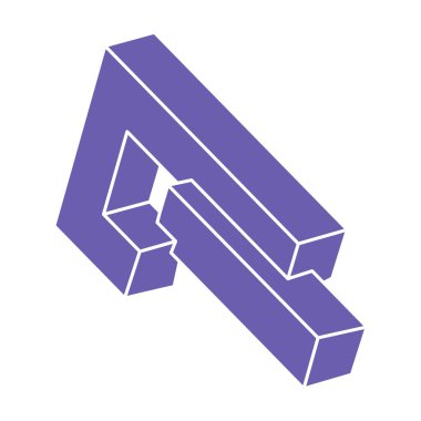 İmkânsız optik illüzyon şekilleri. Logo. Optik sanat objesi. İmkansız bir rakam. Çizgi çalışması. Gerçekdışı geometrik nesneler.