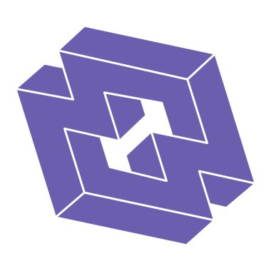 İmkansız şekiller, optik illüzyon logosu, vektör. Optik sanat objeleri. Geometrik şekil. 