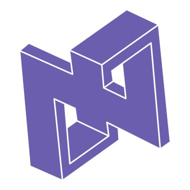 İmkansız bir şekil. Logo. Kutsal geometri figürü. Optik yanılsama. Soyut sonsuz geometrik nesne. İmkansız sonsuz özet. Çizgi çalışması. Optik sanat. Beyaz arkaplanda imkansız geometri şekli.