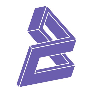 İmkansız şekiller. Kutsal geometri figürü. Optik illüzyon logosu. Soyut sonsuz geometrik nesne. İmkansız sonsuz özet. Çizgi çalışması. Optik sanat. Beyaz arkaplanda imkansız geometri şekli.