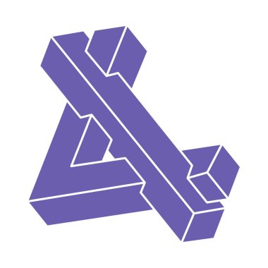 Logo. İmkansız şekil, optik illüzyon, vektör. Optik sanat objesi. Geometrik şekil. Satır sanatı. 