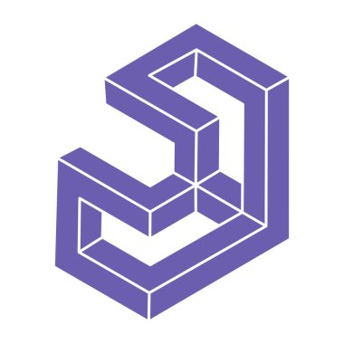 Logo. İmkansız şekil, optik illüzyon, vektör. Optik sanat objeleri. Geometrik şekiller. Satır sanatı.