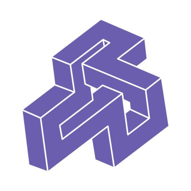İmkansız şekiller, optik illüzyon logosu, vektör. Optik sanat objeleri. Geometrik şekiller.