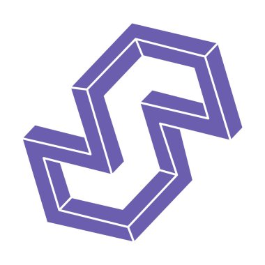 İmkansız şekiller, optik illüzyon logosu, vektör. Optik sanat objeleri. Geometrik şekiller. 