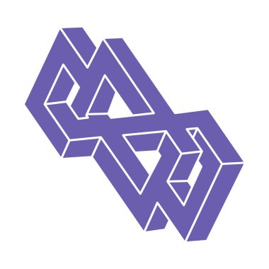 Optik yanılsama. İmkansız vektörü şekillendirir. Optik sanat objesi. Geometrik şekiller. Escher paradoksu.