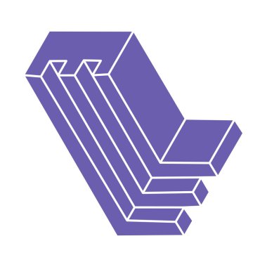 İmkansız şekiller, optik yanılsama, vektör. Optik sanat objeleri. Logo. Geometrik şekiller.