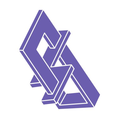 İmkânsız optik illüzyon şekilleri. Logo. Optik sanat objesi. İmkansız bir rakam. Çizgi çalışması. Gerçekdışı geometrik nesneler. 