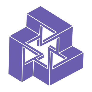 Logo. İmkansız şekil, optik illüzyon, vektör. Optik sanat objeleri. Geometrik şekiller. Satır sanatı. 