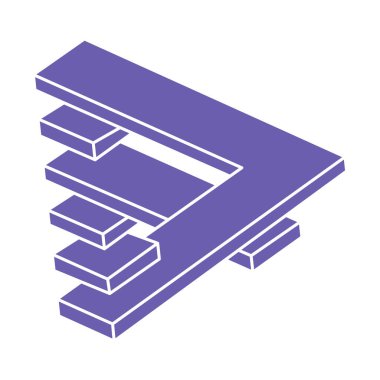 Optik illüzyon logosu. İmkansız şekiller. Kutsal geometri figürleri. Soyut sonsuz geometrik nesneler. İmkansız sonsuz ana hatları. Optik sanat. Beyaz arkaplanda imkansız geometri şekli.