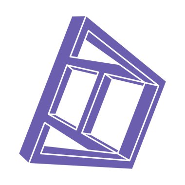 İmkansız şekiller. Kutsal geometri. Optik illüzyon figürü. Soyut sonsuz geometrik nesneler. İmkansız sonsuz ana hatları. Operasyon sanatı. Beyaz arka planda imkansız geometri şekli. Satır sanatı.