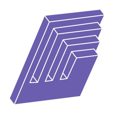 İllüzyon şekilleri. Üç boyutlu geometri. Optik illüzyon figürü. Kutsal geometri. Logo.