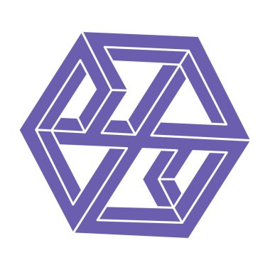 İmkânsız optik illüzyon şekilleri. Logo. Optik sanat objeleri. İmkansız rakamlar. Çizgi çalışması. Gerçekdışı geometrik nesneler. 