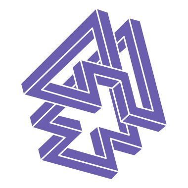 İmkansız şekiller, optik yanılsama figürleri, vektör. Escher paradoksu. Optik sanat objeleri. Geometri modern logosu.