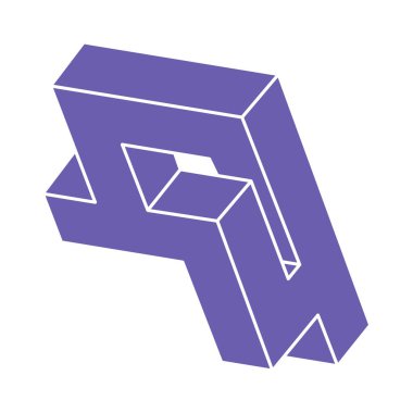 Optik illüzyon logosu. İmkansız vektörü şekillendirir. Optik sanat objeleri. Geometrik şekiller. Escher paradoksu.