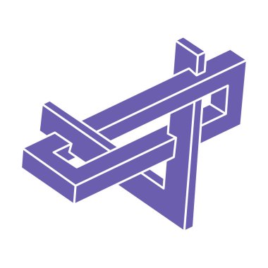 İmkansız şekiller, optik illüzyon logosu, vektör. Optik sanat objeleri. Geometrik şekil.