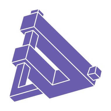 İmkansız şekiller, optik illüzyon logosu, vektör. Optik sanat objeleri. Geometrik şekiller. 