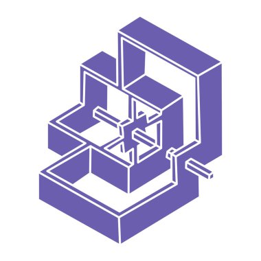 İmkansız şekiller, optik illüzyon logosu, vektör. Optik sanat objeleri. Geometrik şekiller. 