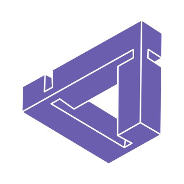 İmkansız bir şekil. Logo. Kutsal geometri figürü. Optik yanılsama. Soyut sonsuz geometrik nesne. İmkansız sonsuz özet. Çizgi çalışması. Optik sanat. Beyaz arkaplanda imkansız geometri şekli.