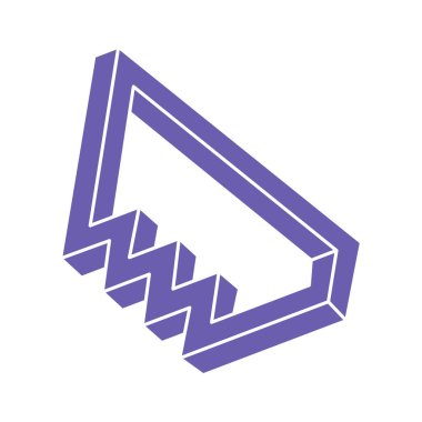 İmkansız bir şekil. Kutsal geometri figürleri. Optik yanılsama. Soyut sonsuz geometrik nesneler. İmkansız sonsuz özet. Optik sanat. Beyaz arka planda imkansız geometri şekli. Escher tarzı.