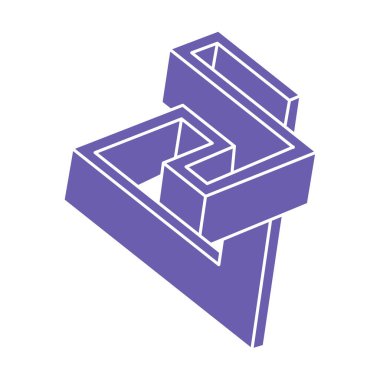 İmkânsız optik illüzyon şekilleri. Logo. Optik sanat objesi. İmkansız rakamlar. Çizgi çalışması. Gerçekdışı geometrik nesneler.