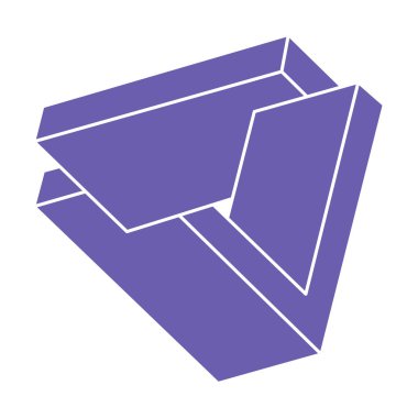 İmkansız şekiller. Logo. Kutsal geometri figürleri. Optik yanılsama. Soyut sonsuz geometrik nesne. Çizgi çalışması. Optik sanat. Beyaz arka planda imkansız geometri şekli. Escher paradoksu.