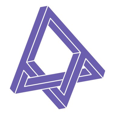 Escher paradoksu geometrisi. Logo. Optik illüzyon objesi. Kutsal geometrik figür. Optik sanat. İmkansız şekiller.