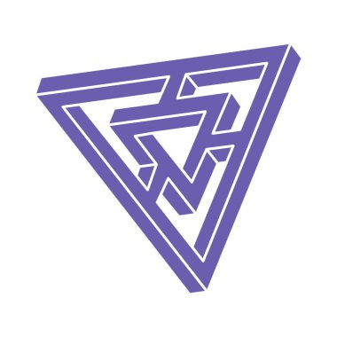 İmkansız şekiller, optik illüzyon logosu, vektör üçgeni. Optik sanat objeleri. Geometrik şekiller.