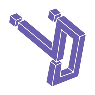 İmkansız şekiller. Kutsal geometri. Logo. Optik illüzyon figürleri. Soyut sonsuz geometrik nesneler. İmkansız sonsuz ana hatları. Optik sanat. Beyaz arkaplanda imkansız geometri şekli.