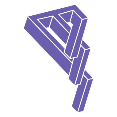 Optik illüzyon logosu. İmkansız şekiller. Kutsal geometri figürleri. Soyut sonsuz geometrik nesneler. İmkansız sonsuz ana hatları. Optik sanat. Beyaz arkaplanda imkansız geometri şekli.