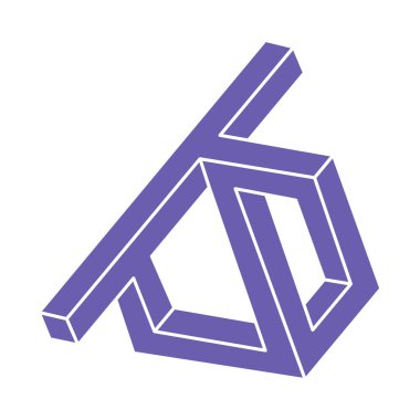 Escher paradoksu geometrisi. Logo. Optik illüzyon objesi. Kutsal geometrik figür. Optik sanat. İmkansız şekiller.