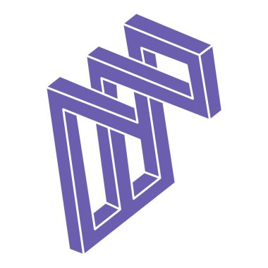 İmkansız şekiller. Logo. Kutsal geometri figürleri. Optik yanılsama. Soyut sonsuz geometrik nesne. Çizgi çalışması. Optik sanat. Beyaz arka planda imkansız geometri şekli. Escher paradoksu.