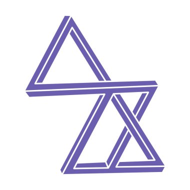 İmkânsız optik illüzyon şekilleri. Logo. Optik sanat objesi. İmkansız bir rakam. Çizgi çalışması. Gerçekdışı geometrik nesne.