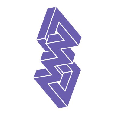 İmkânsız optik illüzyon şekilleri. Logo. Optik sanat objesi. İmkansız bir rakam. Çizgi çalışması. Gerçekdışı geometrik nesneler.