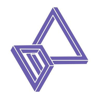 İmkansız şekiller, optik illüzyon logosu, vektör. Optik sanat objeleri. Geometrik şekiller.