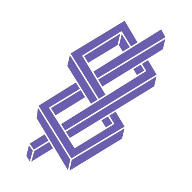 Optik illüzyon logosu. İmkansız vektörü şekillendirir. Optik sanat objeleri. Geometrik şekiller. Escher paradoksu.