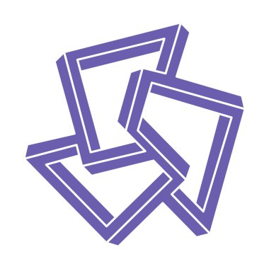 İmkansız şekiller. Kutsal geometri figürleri. Optik yanılsama. Soyut sonsuz geometrik nesneler. İmkansız sonsuz özet. Çizgi çalışması. Optik sanat. Beyaz arkaplanda imkansız geometri şekli.