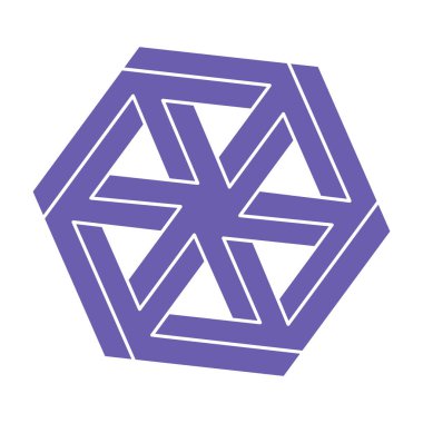 İmkansız şekiller. Kutsal geometri. Optik illüzyon figürü. Soyut sonsuz geometrik nesneler. İmkansız sonsuz ana hatları. Operasyon sanatı. Beyaz arka planda imkansız geometri şekli. Satır sanatı.