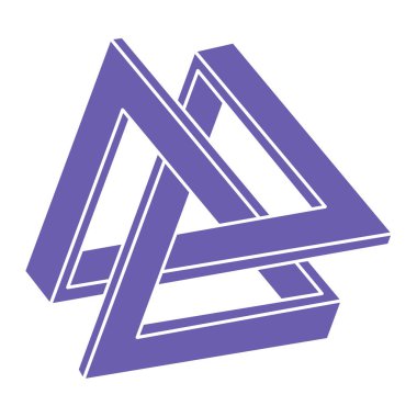 İmkansız şekiller, optik illüzyon logosu, vektör. Optik sanat objeleri. Geometrik şekiller.