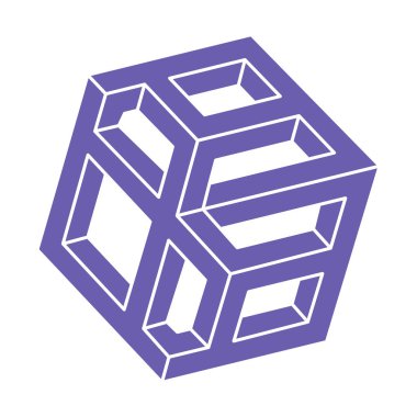 Optik yanılsama. İmkansız vektörü şekillendirir. Optik sanat objesi. Geometrik şekiller. Escher paradoksu.