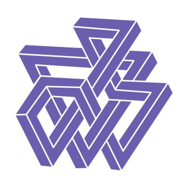 İmkânsız optik illüzyon şekilleri. Logo. Optik sanat objesi. İmkansız bir rakam. Çizgi çalışması. Gerçekdışı geometrik nesneler.