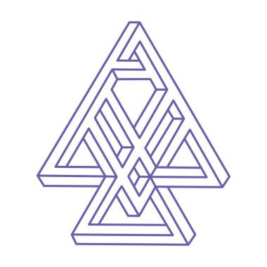 İmkansız şekiller. Kutsal geometri figürü. Optik yanılsama. Soyut sonsuz geometrik nesneler. İmkansız sonsuz özet. Logo. Beyaz arka planda imkansız geometri nesnesi. Optik sanat.