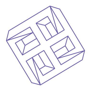 Logo. İmkansız şekil, optik illüzyon, vektör. Optik sanat objesi. Geometrik şekil. Satır sanatı.