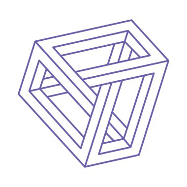 İllüzyon şekilleri. Dövme 2022 Çok Peri renginde. Üç boyutlu geometri. Optik illüzyon figürü. Kutsal geometri.