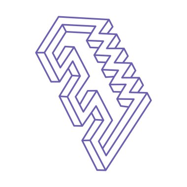 İmkansız şekiller. Kutsal geometri figürleri. Optik yanılsama. Soyut sonsuz geometrik nesne. İmkansız sonsuz özet. Optik sanat. Beyaz arka planda imkansız geometri şekli. Escher tarzı.