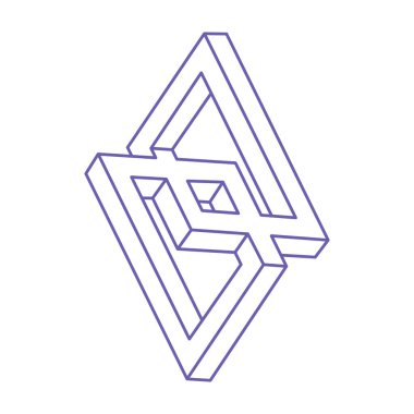 İllüzyon 2022 Çok Peri renginde şekillenir. Üç boyutlu geometri objeleri. Logo. Optik illüzyon figürleri. Kutsal geometri. Optik sanat.