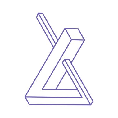 Optik illüzyon logosu. İmkansız şekiller. Kutsal geometri figürleri. Soyut sonsuz geometrik nesneler. İmkansız sonsuz ana hatları. Optik sanat. Beyaz arkaplanda imkansız geometri şekli.