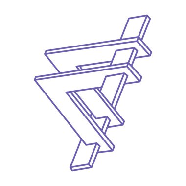 İllüzyon şekilleri. Üç boyutlu geometri dövmesi. Optik illüzyon figürü. Kutsal geometri. Moda 2022 'de logo Çok Peri rengi.