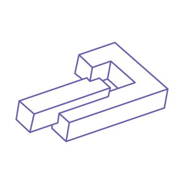 İmkansız şekiller. Optik yanılsama. Kutsal geometri figürleri. Soyut sonsuz geometrik nesneler. İmkansız sonsuz özet. Optik sanat. Beyaz arka planda imkansız geometri şekli. Logo.