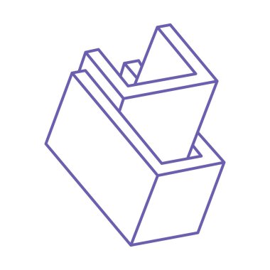 İllüzyon şekilleri. Üç boyutlu geometri dövmesi. Optik illüzyon figürleri. Kutsal geometri. Moda 2022 'de logo Çok Peri rengi.