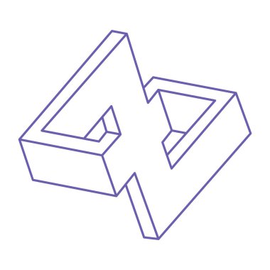 İmkansız şekiller. Kutsal geometri figürleri. Optik yanılsama. Soyut sonsuz geometrik nesne. İmkansız sonsuz özet. Optik sanat. Beyaz arka planda imkansız geometri şekli. Escher tarzı.